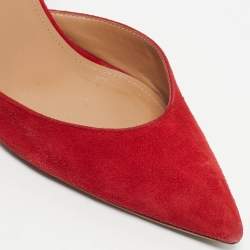 Pre Owned Aquazzura Red Suede Matilde Ankle Wrap Pumps Size 40