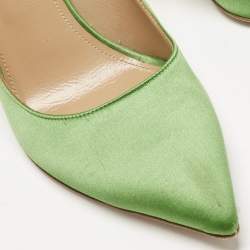 Pre Owned Aquazzura Green Satin Forever Marilyn Pumps Size 38