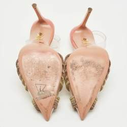 Pre Owned Aquazzura Transparent PVC Crystal Embellished Gatsby Slingback Pumps Size 38.5