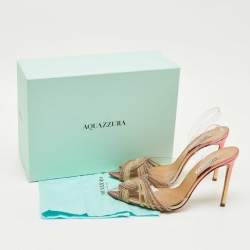Pre Owned Aquazzura Transparent PVC Crystal Embellished Gatsby Slingback Pumps Size 38.5