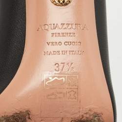 Pre Owned Aquazzura Black Leather Pointed Toe Ankle Length Boots Size 37.5