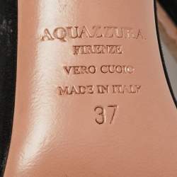 Pre Owned Aquazzura Black Suede Bees Embellished Ankle Strap Sandals Size 37