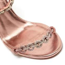 Pre Owned Aquazzura Metallic Leather So nude Ankle Strap Sandals Size 40