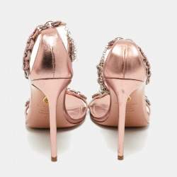 Pre Owned Aquazzura Metallic Leather So nude Ankle Strap Sandals Size 40