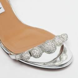 Pre Owned Aquazzura Pink Leather Disco Dancer Slide Sandals Size 36.5