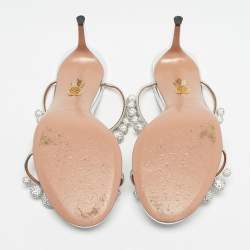 Pre Owned Aquazzura Pink Leather Disco Dancer Slide Sandals Size 36.5