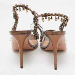 Pre Owned Aquazzura Transparent Leather and PVC Temptation Slingback Pumps Size 39.5