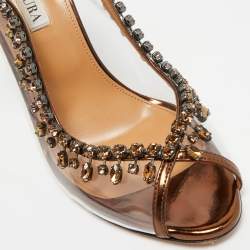 Pre Owned Aquazzura Transparent Leather and PVC Temptation Slingback Pumps Size 39.5