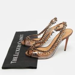 Pre Owned Aquazzura Transparent Leather and PVC Temptation Slingback Pumps Size 39.5