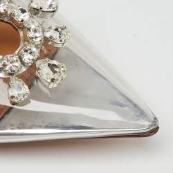 Pre Owned Aquazzura Transparent/Silver PVC and Leather Seduction Crystal Slingback Pumps Size 39.5