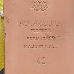 Pre Owned Aquazzura Green Velvet Powder Puff Pom Pom Flat Mules Size 40