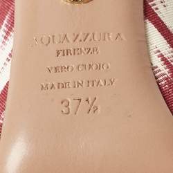 Pre Owned Aquazzura Burgundy/White Canvas Tassel Ankle Tie Sandals Size 37.5