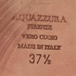 Pre Owned Aquazzura Black Jacquard Panther Embroidered Flat Mules Size 37.5