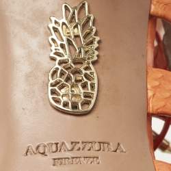 Pre Owned Aquazzura Orange Python Leather Amazon Lace Up Open Toe Sandals Size 41