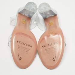 Pre Owned Aquazzura Transparent Leather and PVC So Nude Slingback Sandals Size 36