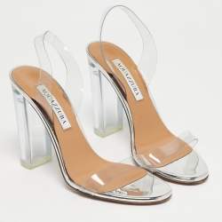 Pre Owned Aquazzura Transparent Leather and PVC So Nude Slingback Sandals Size 36