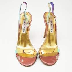 Pre Owned Aquazzura Multicolor/Iridescent  PVC So Nude Slide Sandals Size 36