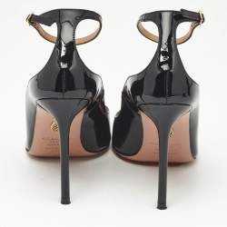 Pre Owned Aquazzura Black Patent Leather Love Affair Pumps Size 36.5