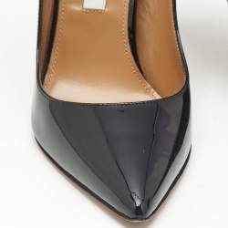 Pre Owned Aquazzura Black Patent Leather Love Affair Pumps Size 36.5