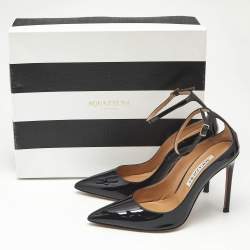 Pre Owned Aquazzura Black Patent Leather Love Affair Pumps Size 36.5