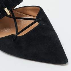 Pre Owned Aquazzura Black Suede Belgravia Mules Size 36