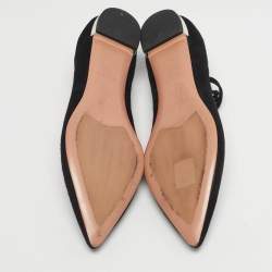 Pre Owned Aquazzura Black Net and Suede Ballet Flats Size 36