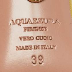 Pre Owned Aquazzura Gold Leather Starlight Ankle Strap Open Toe Sandals Size 39