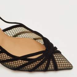 Pre Owned Aquazzura Black Mesh and Suede Slip on Pumps Size 38
