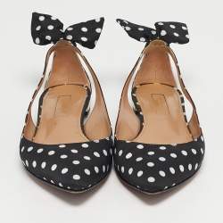 Pre Owned Aquazzura Black Fabric Deneuve Ballet Flats Size 36