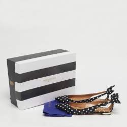 Pre Owned Aquazzura Black Fabric Deneuve Ballet Flats Size 36