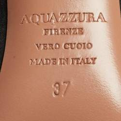 Pre Owned Aquazzura Black Satin Crystal Embellished Palace Mules Size 37