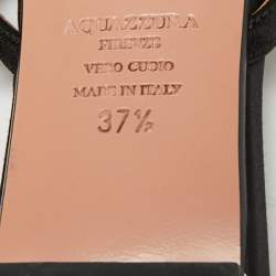 Pre Owned Aquazzura Gem Palace  Black Satin Crystal Embellished Flat Sandals Size 37.5