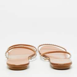 مملوكة مسبقًا شريحة مسطحة مزينة بالكريستال من جلد الغزال البيج مقاس 40 من أكوازورا