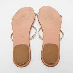 مملوكة مسبقًا شريحة مسطحة مزينة بالكريستال من جلد الغزال البيج مقاس 40 من أكوازورا