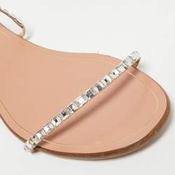 مملوكة مسبقًا شريحة مسطحة مزينة بالكريستال من جلد الغزال البيج مقاس 40 من أكوازورا