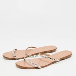 �مملوكة مسبقًا شريحة مسطحة مزينة بالكريستال من جلد الغزال البيج مقاس 40 من أكوازورا