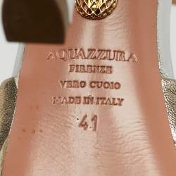 Pre Owned Aquazzura La Di Da Size 41 Silver Leather and Snakeskin Embossed Platform Sandals