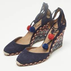 Pre Owned Aquazzura Size 39 Navy Blue Suede Wedge Pumps