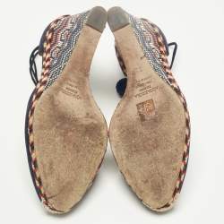 Pre Owned Aquazzura Size 39 Navy Blue Suede Wedge Pumps