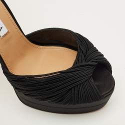 مملوكة مسبقًا صندل أكوازورا حزام الكاحل قماش أسود وحرير ساتان بيليني بيوتي بلاتو مقاس 37