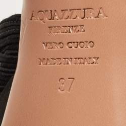 مملوكة مسبقًا صندل أكوازورا حزام الكاحل قماش أسود وحرير ساتان بيليني بيوتي بلاتو مقاس 37