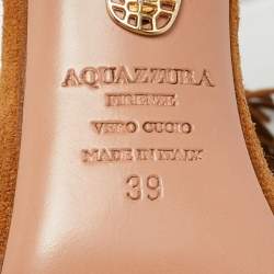 Pre Owned Aquazzura Wild Thing Size 39 Brown Suede Fringe Ankle Wrap Sandals