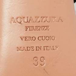 Pre Owned Aquazzura Size 39 Black/White Suede Bead Pom Pom Block Heel Ankle Wrap Sandals