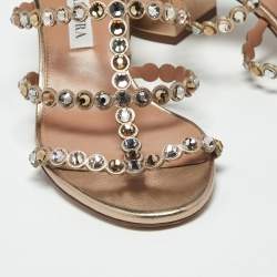 Pre Owned صندل أكوازورا تيكيلا جلد ذهبي منزلقة مقاس 37