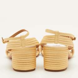 Pre Owned صندل أكوازورا صندانس مقاس 36 بلون البيج من الرافيا مع حزام للكاحل