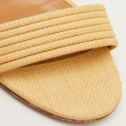 Pre Owned صندل أكوازورا صندانس مقاس 36 بلون البيج من الرافيا مع حزام للكاحل