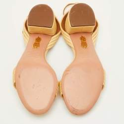 Pre Owned صندل أكوازورا صندانس مقاس 36 بلون البيج من الرافيا مع حزام للكاحل