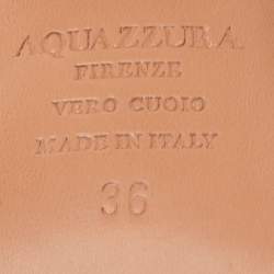 Pre Owned صندل أكوازورا صندانس مقاس 36 بلون البيج من الرافيا مع حزام للكاحل