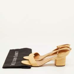 Pre Owned صندل أكوازورا صندانس مقاس 36 بلون البيج من الرافيا مع حزام للكاحل