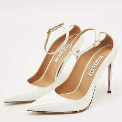 مملوكة مسبقًا حذاء كعب عالي أكوازورا جلد لامع أسود لوف أفيير مقاس 36.5